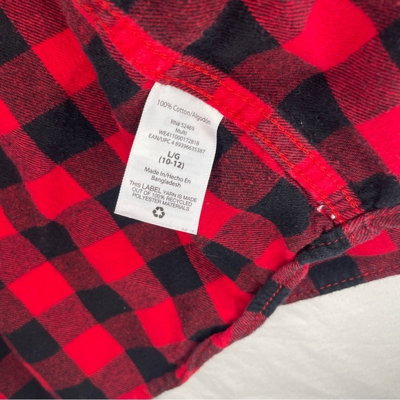 Wonder Nation Large 10/12 Girls Red and Black Plaid Button Down Long Sleeve - Picture 6 of 8